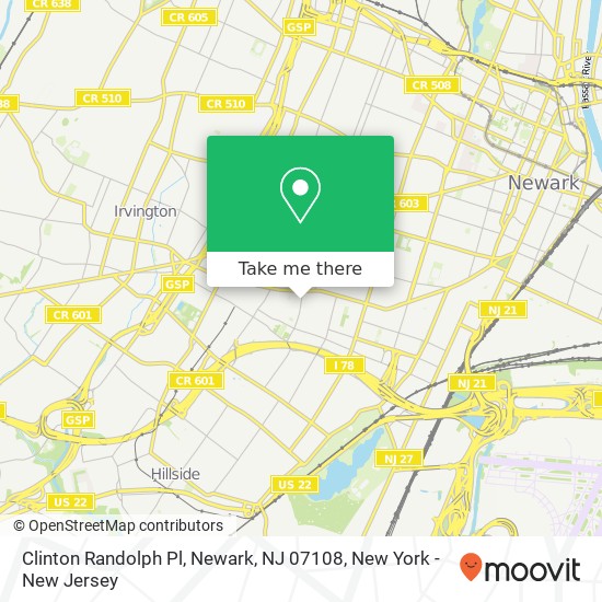 Mapa de Clinton Randolph Pl, Newark, NJ 07108