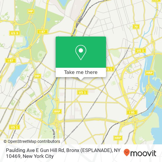 Mapa de Paulding Ave E Gun Hill Rd, Bronx (ESPLANADE), NY 10469