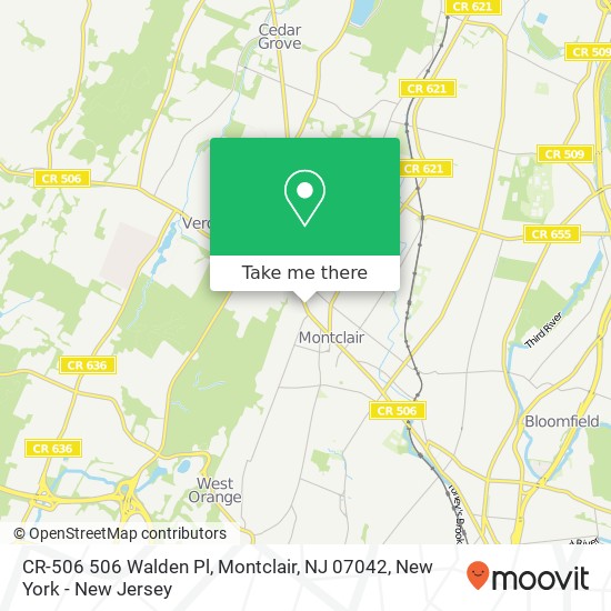 Mapa de CR-506 506 Walden Pl, Montclair, NJ 07042