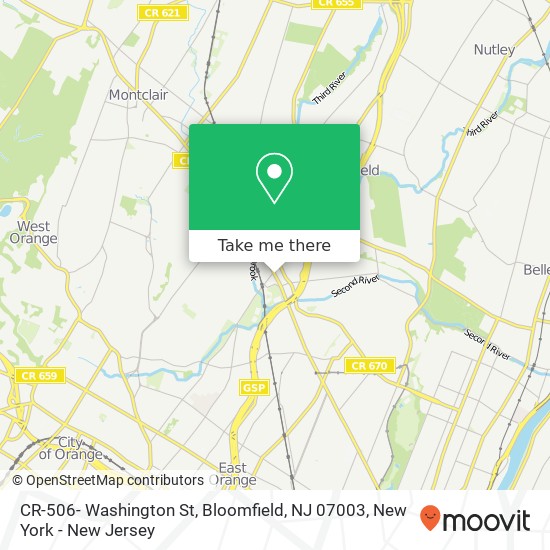 Mapa de CR-506- Washington St, Bloomfield, NJ 07003