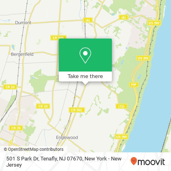 Mapa de 501 S Park Dr, Tenafly, NJ 07670