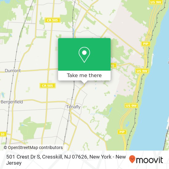 Mapa de 501 Crest Dr S, Cresskill, NJ 07626