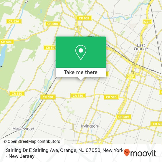 Mapa de Stirling Dr E Stirling Ave, Orange, NJ 07050