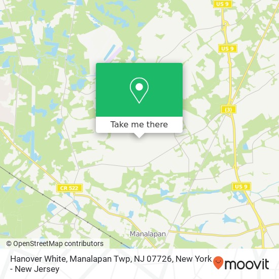 Mapa de Hanover White, Manalapan Twp, NJ 07726