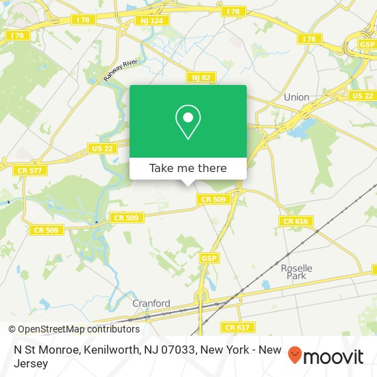 Mapa de N St Monroe, Kenilworth, NJ 07033