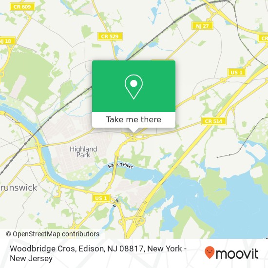 Mapa de Woodbridge Cros, Edison, NJ 08817