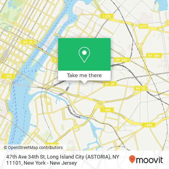 Mapa de 47th Ave 34th St, Long Island City (ASTORIA), NY 11101