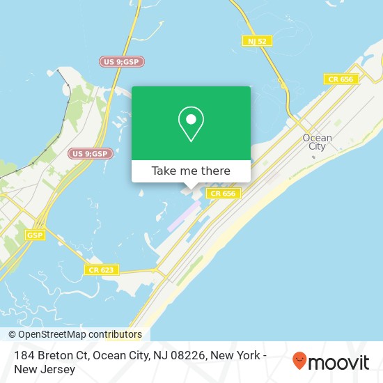 Mapa de 184 Breton Ct, Ocean City, NJ 08226