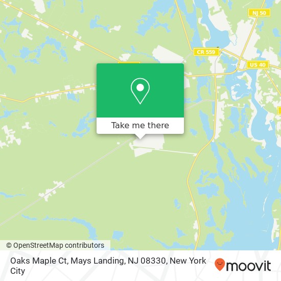 Mapa de Oaks Maple Ct, Mays Landing, NJ 08330