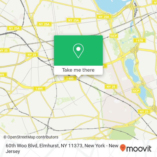 Mapa de 60th Woo Blvd, Elmhurst, NY 11373