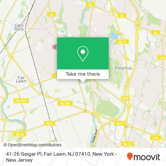 Mapa de 41-26 Geiger Pl, Fair Lawn, NJ 07410