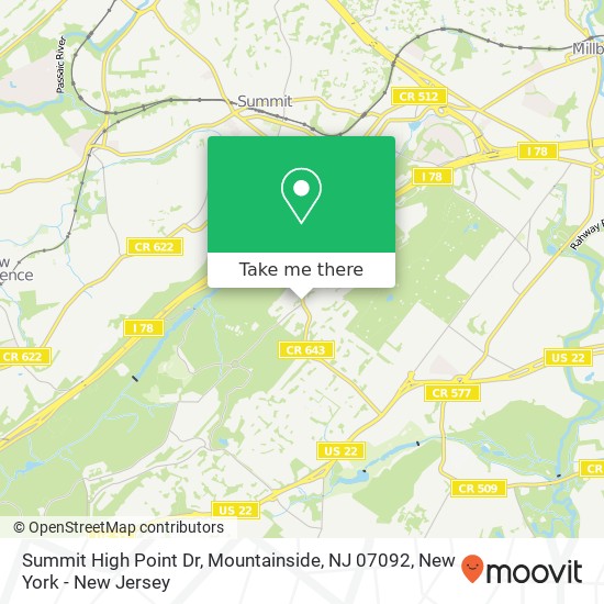 Mapa de Summit High Point Dr, Mountainside, NJ 07092