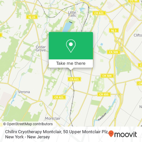 Mapa de Chillrx Cryotherapy Montclair, 50 Upper Montclair Plz