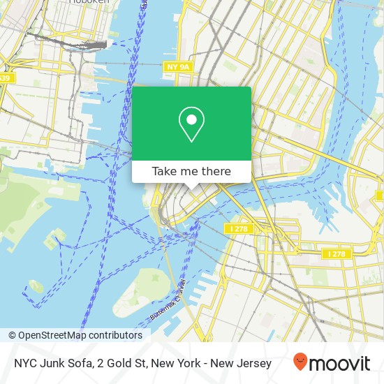 Mapa de NYC Junk Sofa, 2 Gold St