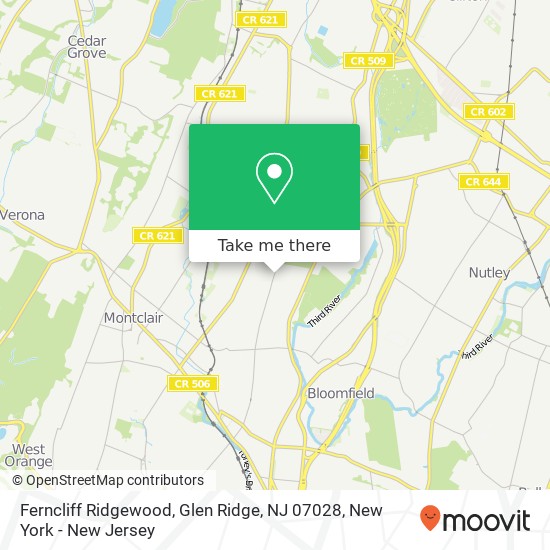 Mapa de Ferncliff Ridgewood, Glen Ridge, NJ 07028