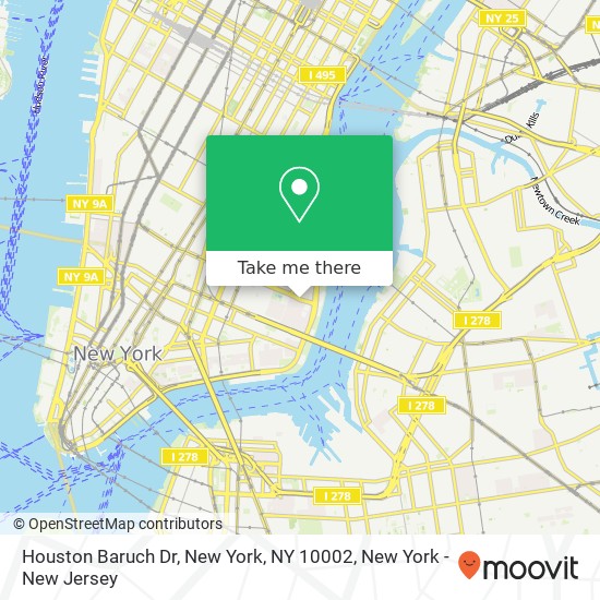 Mapa de Houston Baruch Dr, New York, NY 10002