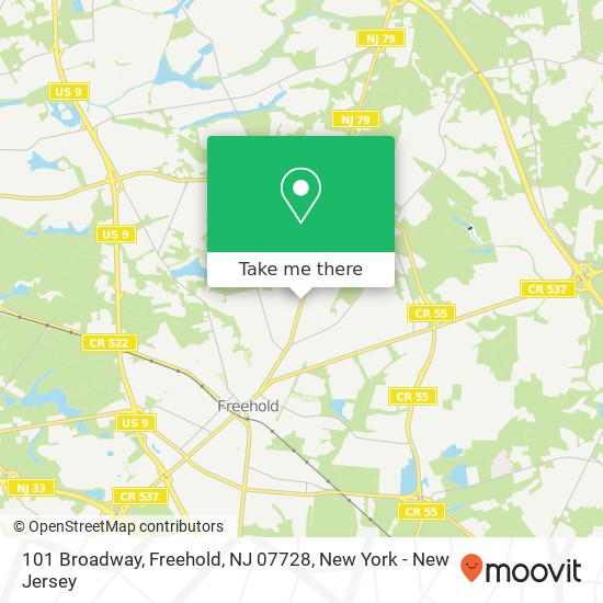 Mapa de 101 Broadway, Freehold, NJ 07728