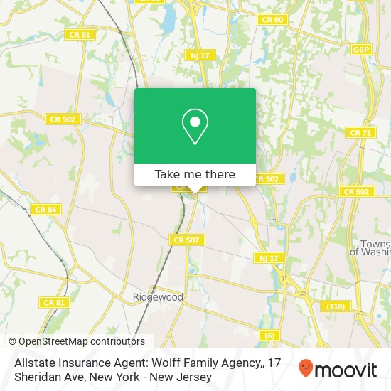 Mapa de Allstate Insurance Agent: Wolff Family Agency,, 17 Sheridan Ave