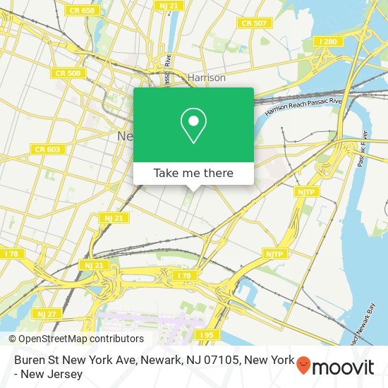 Mapa de Buren St New York Ave, Newark, NJ 07105