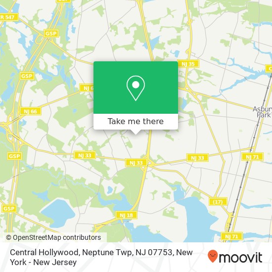Mapa de Central Hollywood, Neptune Twp, NJ 07753