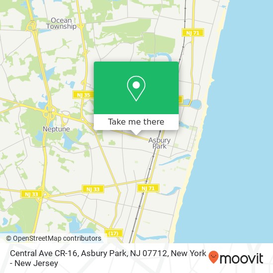Mapa de Central Ave CR-16, Asbury Park, NJ 07712