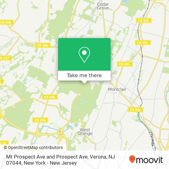 Mapa de Mt Prospect Ave and Prospect Ave, Verona, NJ 07044