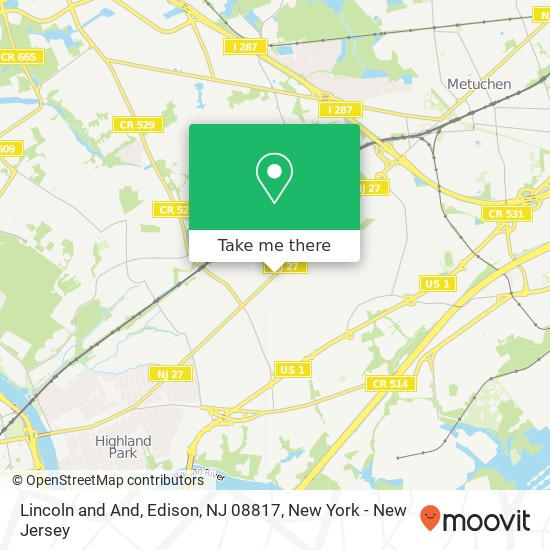 Mapa de Lincoln and And, Edison, NJ 08817