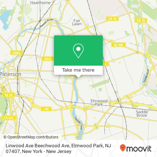 Mapa de Linwood Ave Beechwood Ave, Elmwood Park, NJ 07407