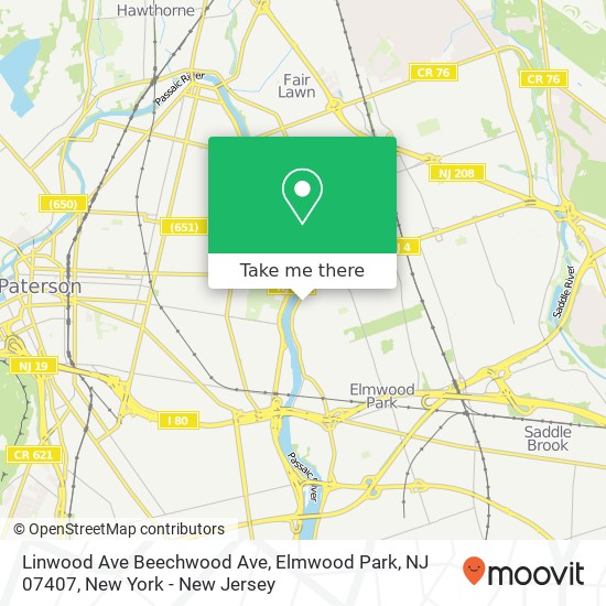 Linwood Ave Beechwood Ave, Elmwood Park, NJ 07407 map