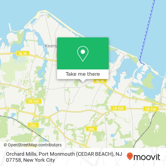 Orchard Mills, Port Monmouth (CEDAR BEACH), NJ 07758 map