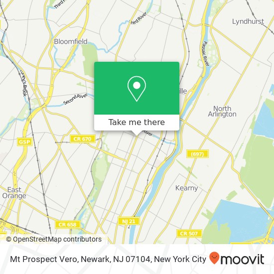 Mapa de Mt Prospect Vero, Newark, NJ 07104