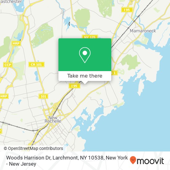 Mapa de Woods Harrison Dr, Larchmont, NY 10538