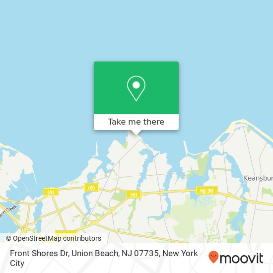 Front Shores Dr, Union Beach, NJ 07735 map