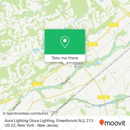 Mapa de Aura Lighting (Aura Lighting, Greenbrook NJ), 213 US-22