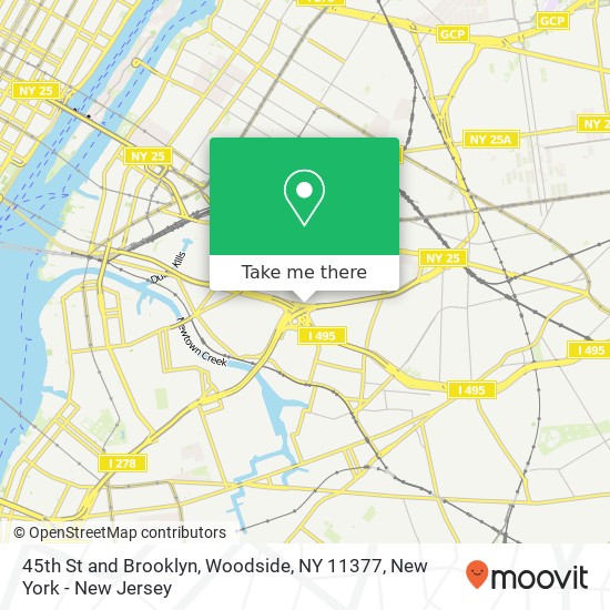 45th St and Brooklyn, Woodside, NY 11377 map