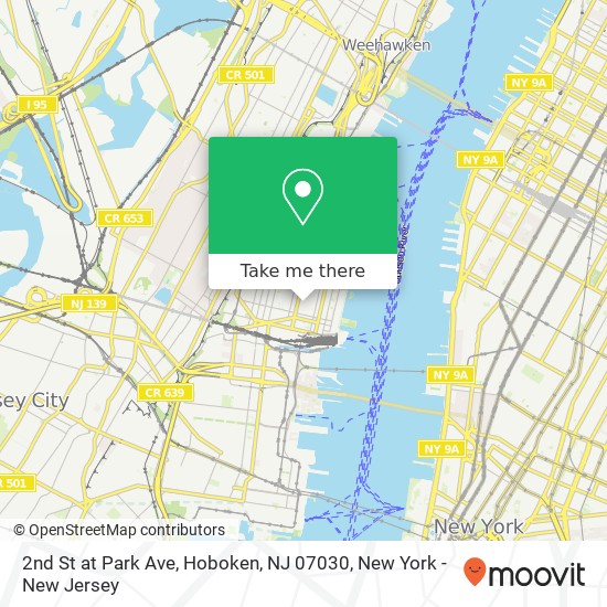Mapa de 2nd St at Park Ave, Hoboken, NJ 07030