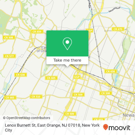 Mapa de Lenox Burnett St, East Orange, NJ 07018