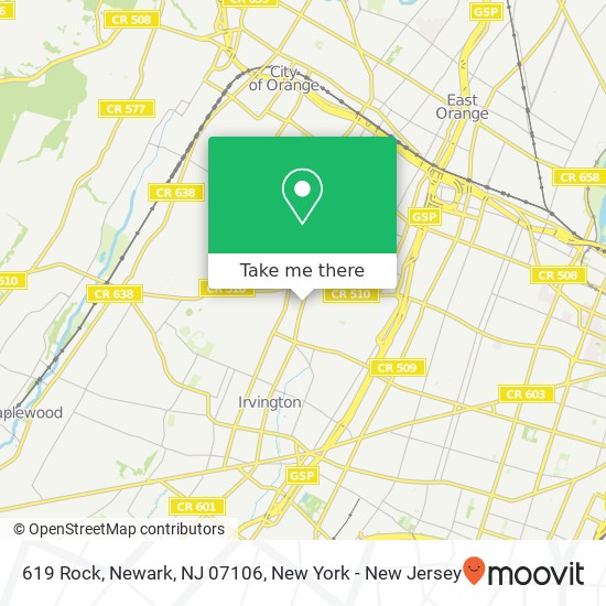 Mapa de 619 Rock, Newark, NJ 07106