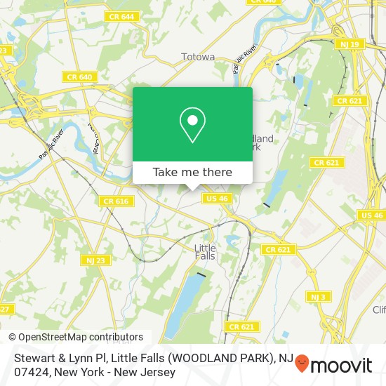 Mapa de Stewart & Lynn Pl, Little Falls (WOODLAND PARK), NJ 07424