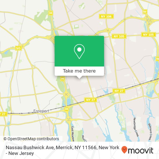 Mapa de Nassau Bushwick Ave, Merrick, NY 11566