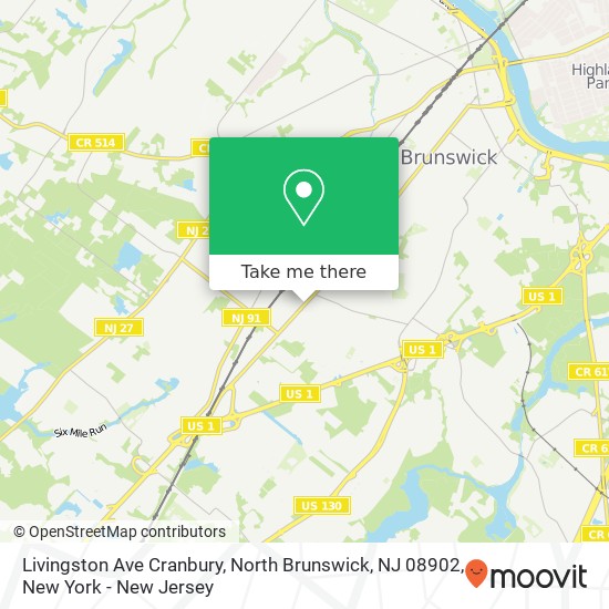 Mapa de Livingston Ave Cranbury, North Brunswick, NJ 08902