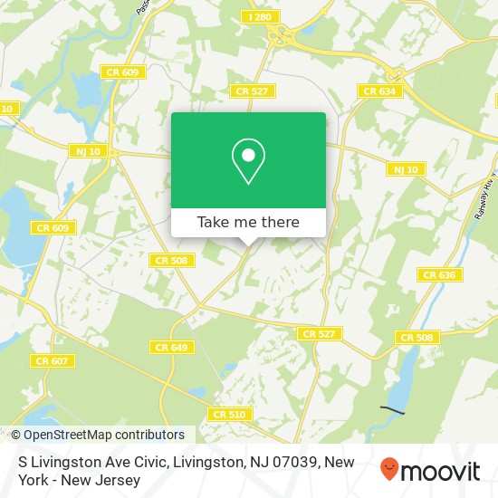 Mapa de S Livingston Ave Civic, Livingston, NJ 07039