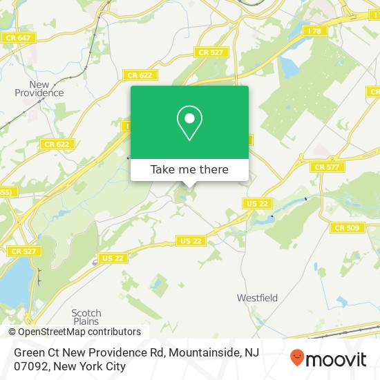 Mapa de Green Ct New Providence Rd, Mountainside, NJ 07092