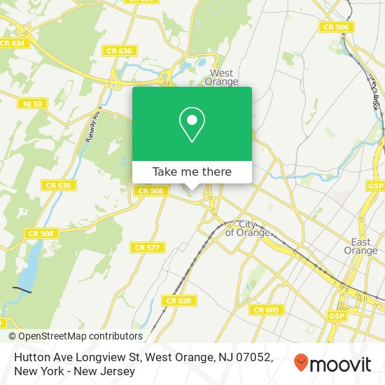 Mapa de Hutton Ave Longview St, West Orange, NJ 07052