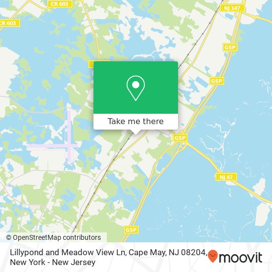 Lillypond and Meadow View Ln, Cape May, NJ 08204 map