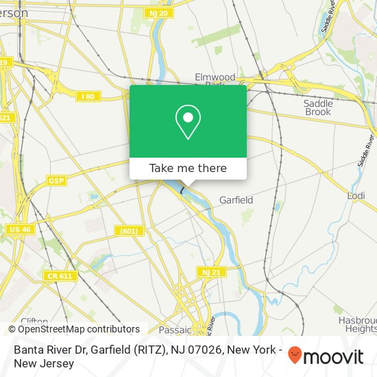Mapa de Banta River Dr, Garfield (RITZ), NJ 07026