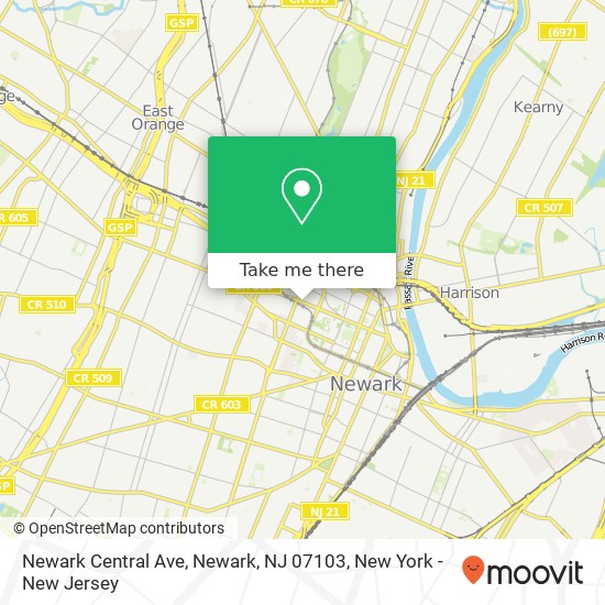 Mapa de Newark Central Ave, Newark, NJ 07103