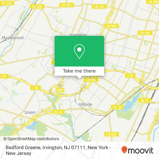 Mapa de Bedford Greene, Irvington, NJ 07111