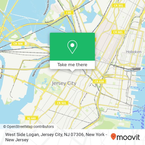 Mapa de West Side Logan, Jersey City, NJ 07306