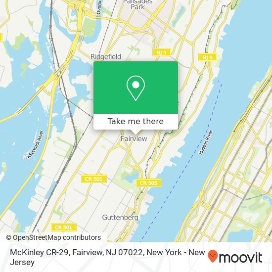 Mapa de McKinley CR-29, Fairview, NJ 07022